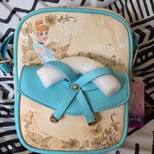 Disney Princess Crossbody Bag in Cream and Turquoise with Bow Accent